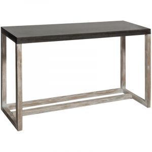 Image de Atmosphera Meuble Console Abu Plateau Gris Pierre et Pieds effet blanchi H 70 cm Gris Foncé