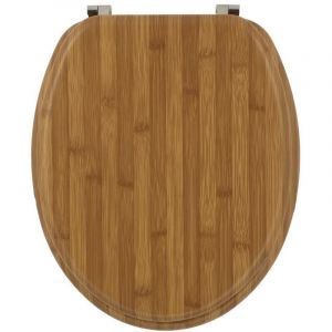 Tendance Abattant WC en Bois moulé aspect Bambou avec Kit fixation en Acier Inoxydable
