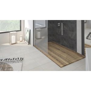 Receveur NOLA 3 - 90x200x3cm - Résine - Noyer - Bonde