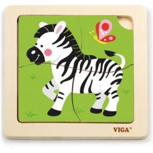 Viga Toys Puzzle animal 4 pièces zébré vert zèbre
