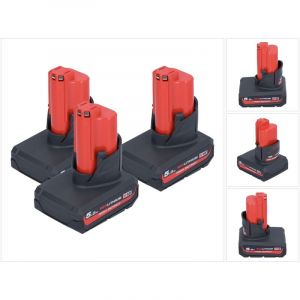 Milwaukee Batterie Set 3x M12 HB5 High Output 12 V 5,0 Ah / 5000 mAh Li-Ion Batterie (3x 4932480165 )