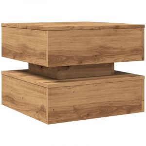 VidaXL Table basse avec lumières LED chêne artisanal 50x50x40 cm, table d'appoint, table de salon, table latérale, bout de canapé, table centrale
