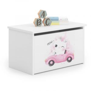 Coffre &agrave; jouets Daria blanc imprim&eacute; Chaton