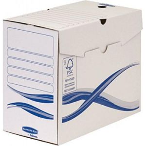 Fellowes 4460301 - Boîtes à archives Bankers Box Basic, format A4+, larg. 150 mm, coloris blanc/bleu