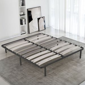 Sommier Robuflex Sampur R&eacute;sistant et Confortable - Lattes larges r&eacute;glables - Pieds Inclus - 140 x 190 cm - Noir