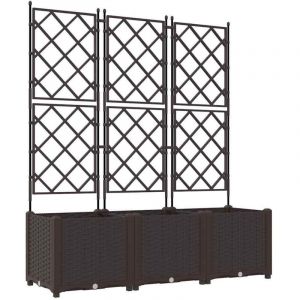 VidaXL Planteur de jardin avec treillis 3 pcs Marron 120x40x143 cm