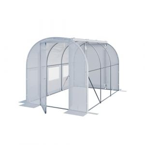 Serre tunnel Premium TOOLPORT 2x3m avec porte pivotante, bâche PE 180 g/m² blanc transparent