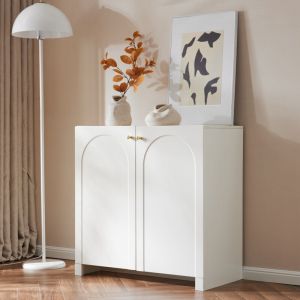 Buffet de rangement blanc avec 2 portes, 1 &eacute;tag&egrave;re, meuble de rangement, meuble cuisine, 80x40x80 cm