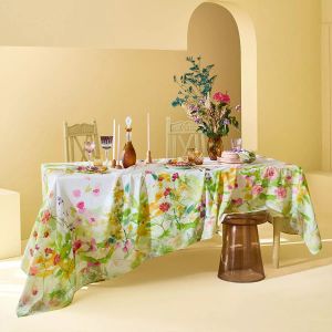 Garnier Thiebaut Nappe lavé métis lin & coton vert 155x225 cm