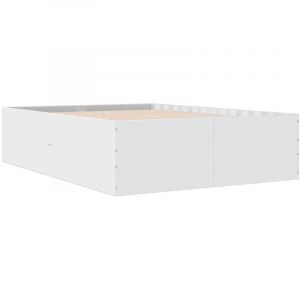 VidaXL Cadre de lit blanc 140x200 cm bois d'ingénierie, meuble de chambre à coucher, sommier, lit à panneaux, lit, lit double, lit plate-forme