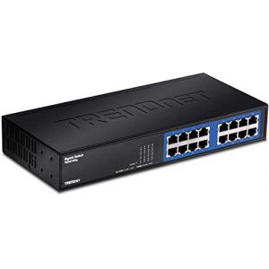TrendNet 16-Port Unmanaged Gigabit GREENnet Desktop Metal Switch, TEG-S16DG, Ethernet Splitter, EthernetNetwork Switch, 16 x 101001000 RJ-45 Ports, 32 Gbps Forwarding Capacity, Lifetime Protection