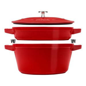 Staub COCOTTE EMPILABLE ENSEMBLE DE CASSEROLES 2-PCS, FONTE ROUGE