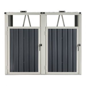 Cache poubelle 2 places avec portes à poignée 121 x 146 x 82 cm gris anthracite - Gris