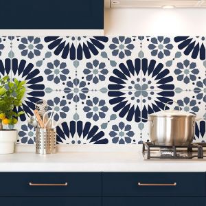 Lot de 2 Cr&eacute;dence Aluminum G&eacute;ometrique Bleu - 99deco - L120xH50cm Ep.3 mm