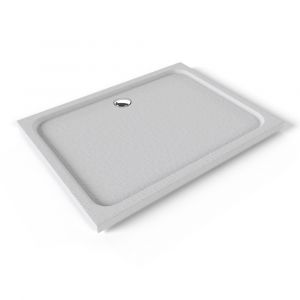 SHIMMER STONE Receveur de douche 90 x 120 cm acrylique Blanc effet pierre + bonde et siphon inclus - Salle de bain