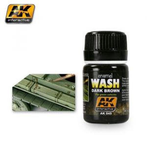 Pot d'enamel effects AK Interactive Wash Dark Brown For Green Vehicles