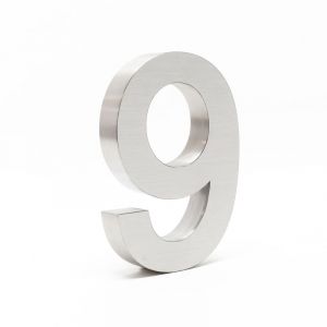 wiltec Plaque Numéro Maison Chiffre -9- 3D 20cm Acier inoxydable Résistant Intempéries Matériel Fixation - 60876