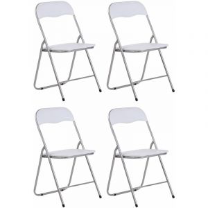 CLP Lot de 4 Chaises pliables Felix blanc/argent