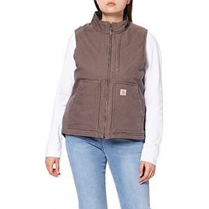 Carhartt Women's Sherpa Lined Mock Neck Vest - Polaire sans manches taille XL, gris