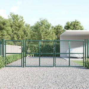 VidaXL Portal de jardin maille vert 400x175 cm acier galvanisé