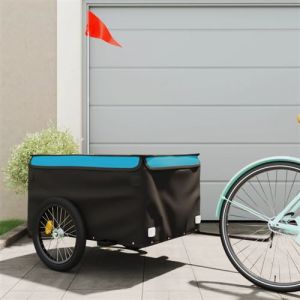 VidaXL Remorque de vélo noir et bleu 45 kg fer