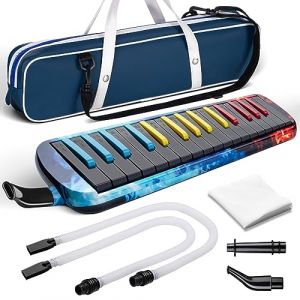 CAHAYA Mélodica 32 touches pour enfants Instrument de mélodica avec sac de transport Convient pour les débutants, les étudiants, cadeau musical pour garçons et filles Multicolore CY0347