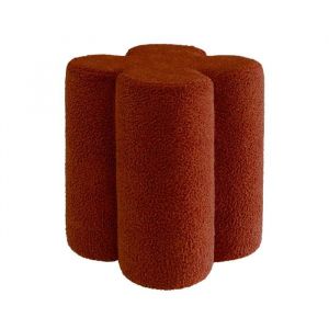 Pouf tabouret tr&egrave;fle bouclette terracotta &Oslash;38 x H 40cm - Clover