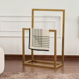 Pier Import - Porte-serviettes sur pied - 2 barres dorées, style design sfax