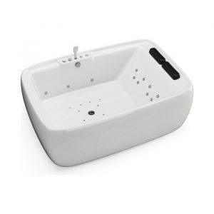 Vente-unique - Baignoire baln&eacute;o blanche - 2 places - 390 l - 180 x 120 x 60 cm - voluta