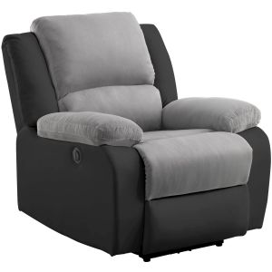 RELAX Fauteuil relaxation Electrique Simili noir et tissu gris L 88 x P 93 x H 96 cm