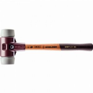 Maillet HALDER SIMPLEX TPE moyen avec bo&icirc;tier en fonte mall&eacute;able et manche en bois - D=60 mm - 3003.060