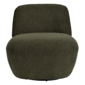 Fauteuil pivotant en bouclette épaisse vert Lana