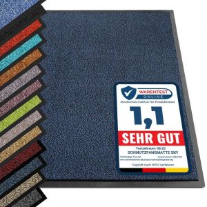 Tapis ext&eacute;rieur, Rhine Tapis d'entr&eacute;e Lavable, certifi&eacute; Oeko-Tex Bleu Mouchet&eacute;, 40 cm x 60 cm