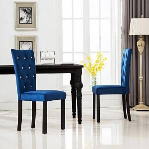 Image de VidaXL Chaise de salle à manger 2 pcs Velours Bleu foncé