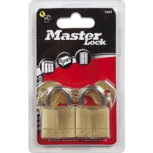 Master Lock Cadenas laiton massif anse acier cémenté s'entrouvrant - Anse 16 mm - Longueur 30 mm - Vendu par 2