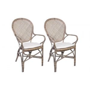 Hellin Fauteuil en rotin Bistrot (lot de 2) - ELINA