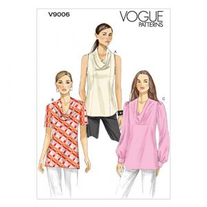 Vogue Patterns V9006 Patrons de Couture de Hauts pour Femme Multicolore Taille 38 à 46