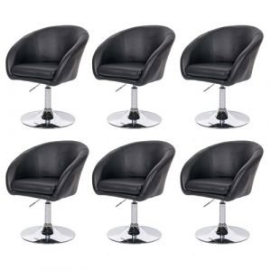 Mendler Lot de 6 chaises de salle à manger HWC-F19 Loungesessel similicuir noir