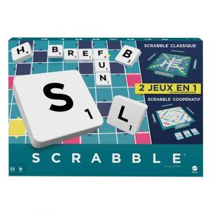 Mattel Games Scrabble, Jeu de soci&eacute;t&eacute; Familial Classique avec Lettres et chevalets en Bois et Deux Modes de Jeu, Version fran&ccedil;aise, JGR63