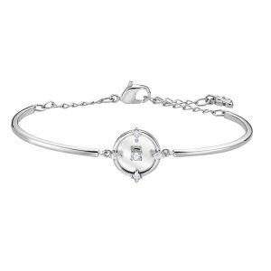 Swarovski Bracelet 5497227 - Collection North Jonc M&eacute;tal Rhodi&eacute; Disque Central Cristal Femme