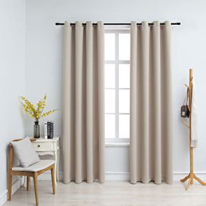 VidaXL Rideaux occultants avec anneaux en métal 2 pcs Beige 140x225 cm