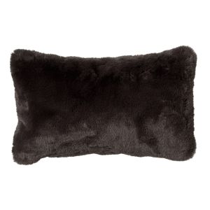 Dutch Decor Coussin - noir fausse fourrure 30x50 cm uni