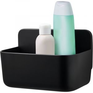 Tesa Lavaa, Panier de rangement pour douche (S) en noir mat, Montage sans per&ccedil;age Powerstrips Waterproof Strips XL inclus - 200 mm x 130 mm x 110 mm