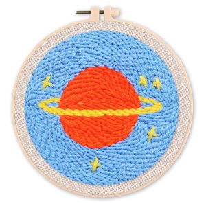 Punch Needle : Planète Saturne - avec cadre