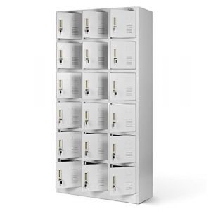 Jan Nowak Casier vestiaire 3B6A Armoire Metallique 18 Compartiments revêtement en Poudre 185 cm x 90 cm x 40 cm (Gris)