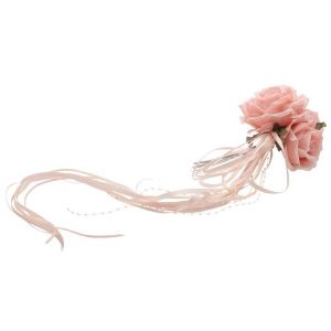 Ruedelafete Bouquet de 3 Roses avec rubans, Rose poudré