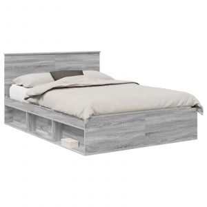 VidaXL Cadre de lit Gris Sonoma 140 x 190 cm Bois d'ing&eacute;nierie