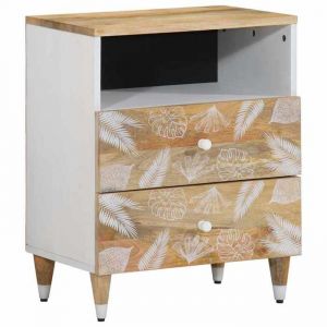 VidaXL Table de chevet 50x33x60 cm bois de manguier massif, armoire de lit, meuble de chambre à coucher, table de chevet en 4018674