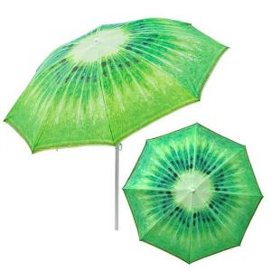 Parasol de jardin Matiere Polyester - Acier Couleur Vert Theme Kiwi D 180 cm H 190 cm plage touristique pliable inclinable