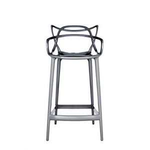 Kartell Chaise de bar Masters / H 65 cm - Métallisée titane en matière plastique